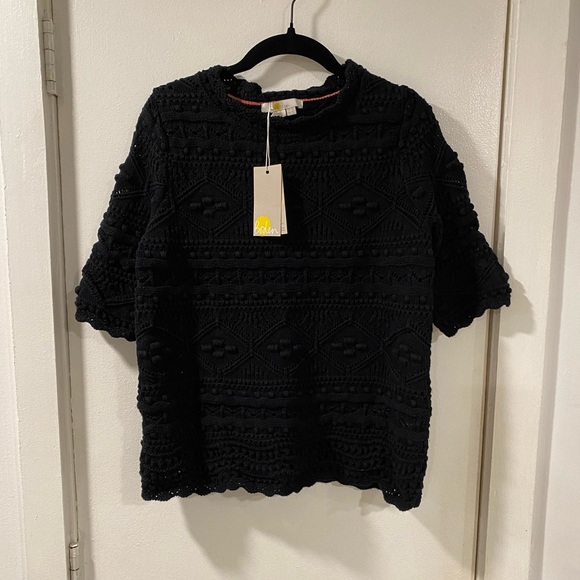 NWT Boden Claudia Textured Knitted Top Size US 4 short sleeve black sweater - Picture 5 of 10